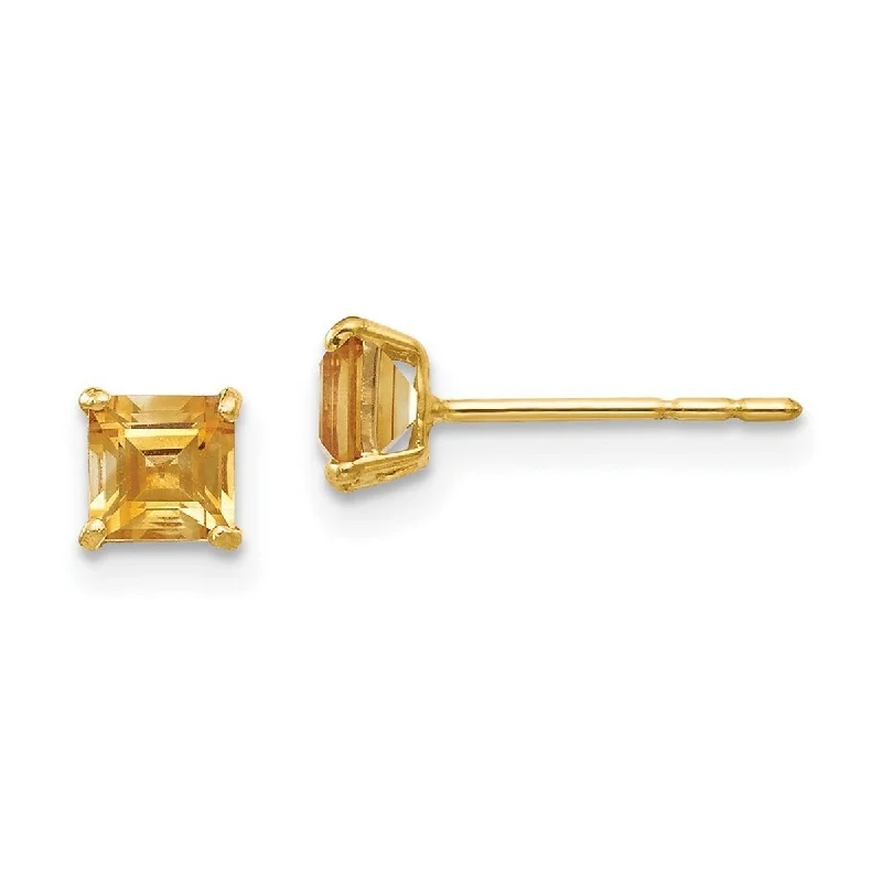 Curata 14k Yellow Gold Polished Citrine 4mm Square Post Earrings