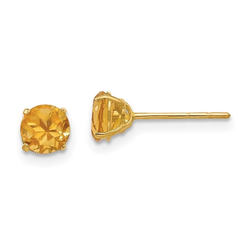 Curata 14k Yellow Gold Polished Round Citrine 5mm Post Earrings