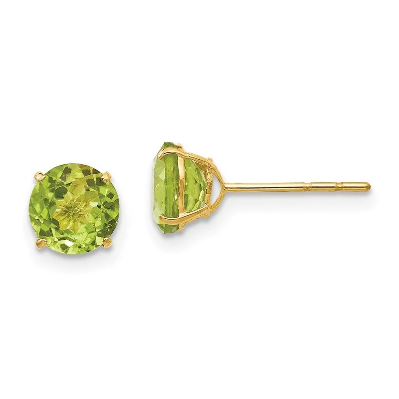 Curata 14k Yellow Gold Polished Round Peridot 6mm Post Earrings Measures