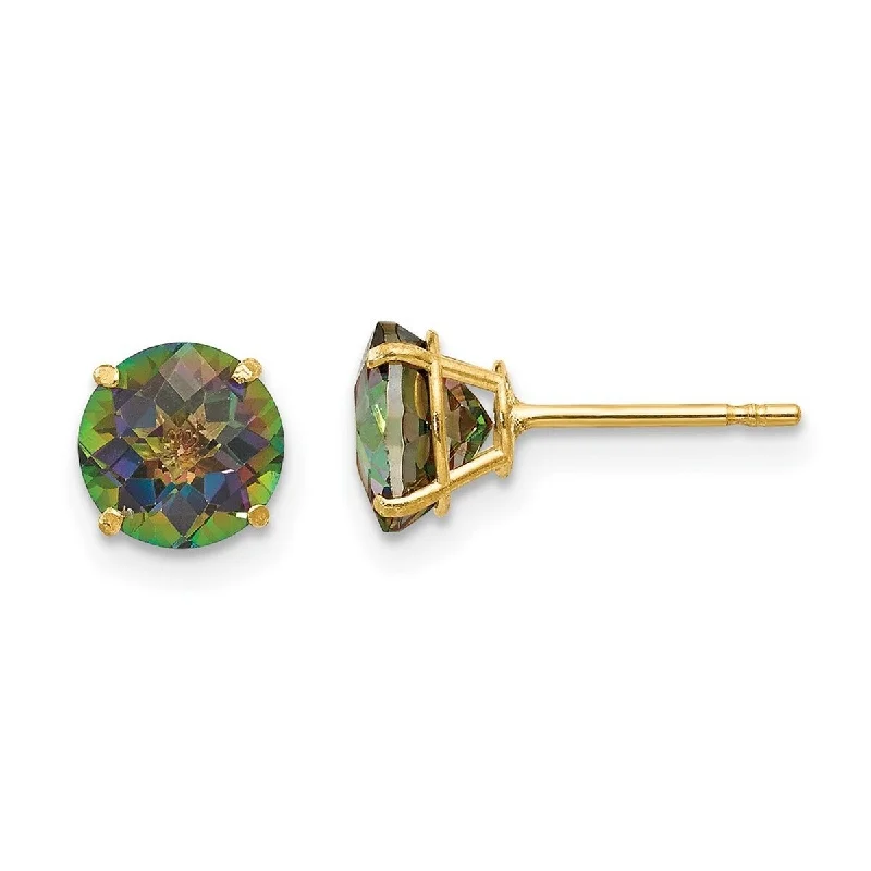 Curata 14k Yellow Gold Round Mystic Topaz 6mm Post Earrings