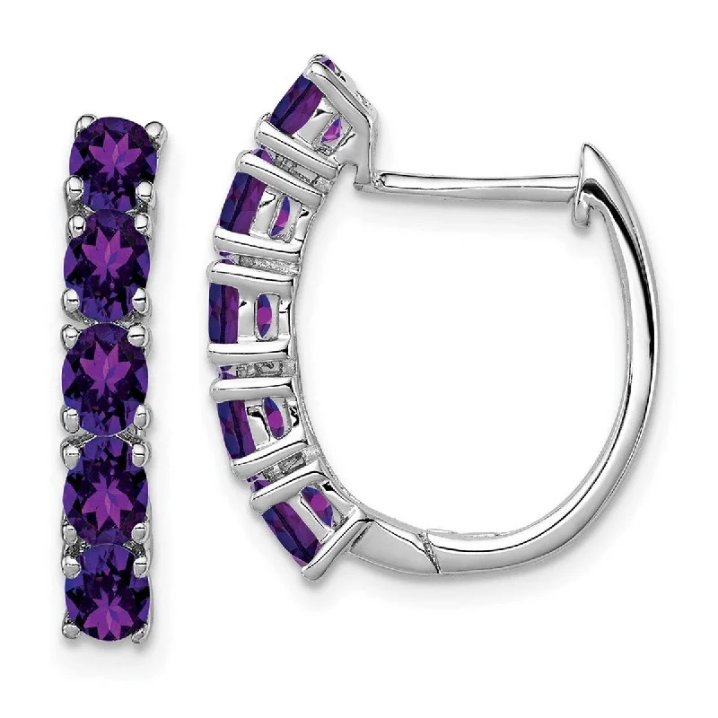 Curata 925 Sterling Silver Polished Amethyst Hinged Hoop Earrings Measures 20x4mm