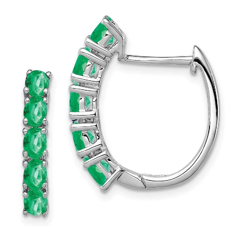 Curata 925 Sterling Silver Polished Emerald Hinged Hoop Earrings Measures 20x4mm