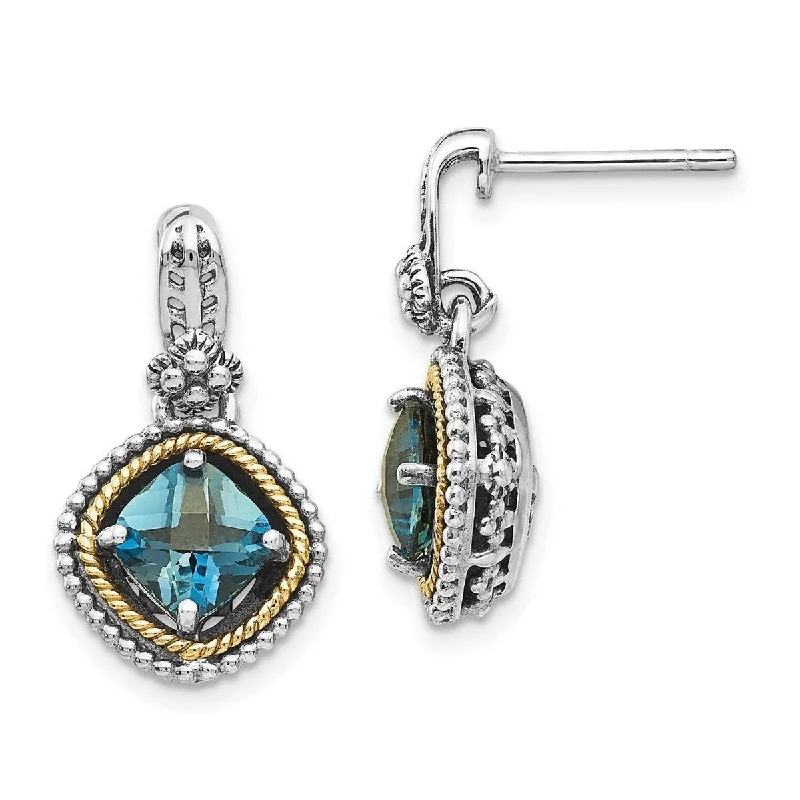 Curata 925 Sterling Silver Polished With 14k London Blue Topaz Post Earrings 23x13mm