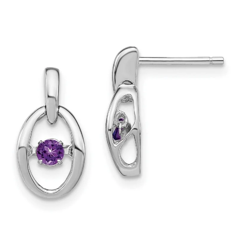 Curata 925 Sterling Silver Rhodium Amethyst Vibrant Earrings Measures 14x7.5mm