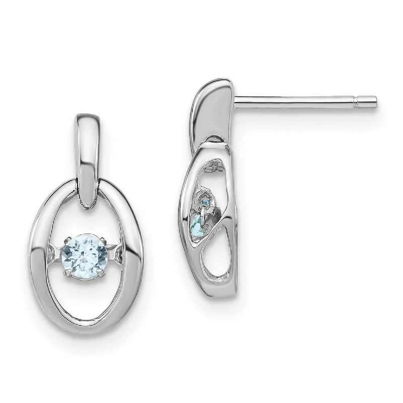 Curata 925 Sterling Silver Rhodium Aquamarine Vibrant Earrings Measures 14x7.5mm