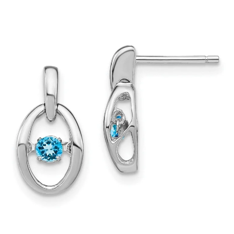 Curata 925 Sterling Silver Rhodium Blue Topaz Vibrant Earrings Measures 14x7.5mm