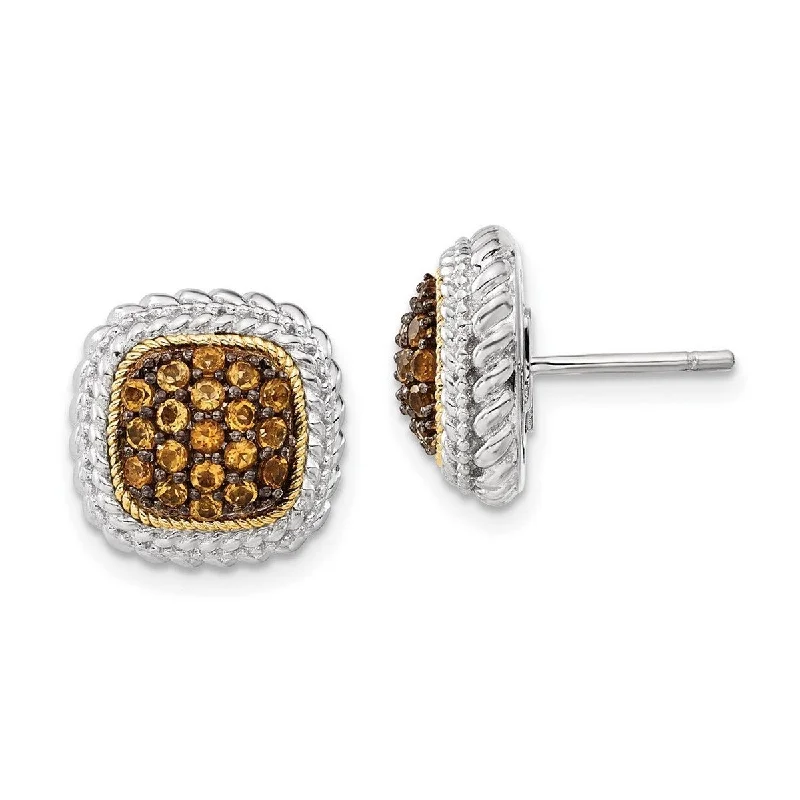 Curata 925 Sterling Silver With 14k and Black Rhodium Citrine Post Earrings Measures 32x15mm