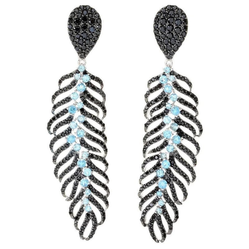 Dallas Prince 2.75" Multi Gemstone Feather Drop Earrings. Collection: Classic Dallas.