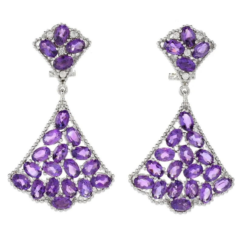 Dallas Prince Designs Sterling Silver 2" 19.30ctw African Amethyst & Zircon Drop Earrings