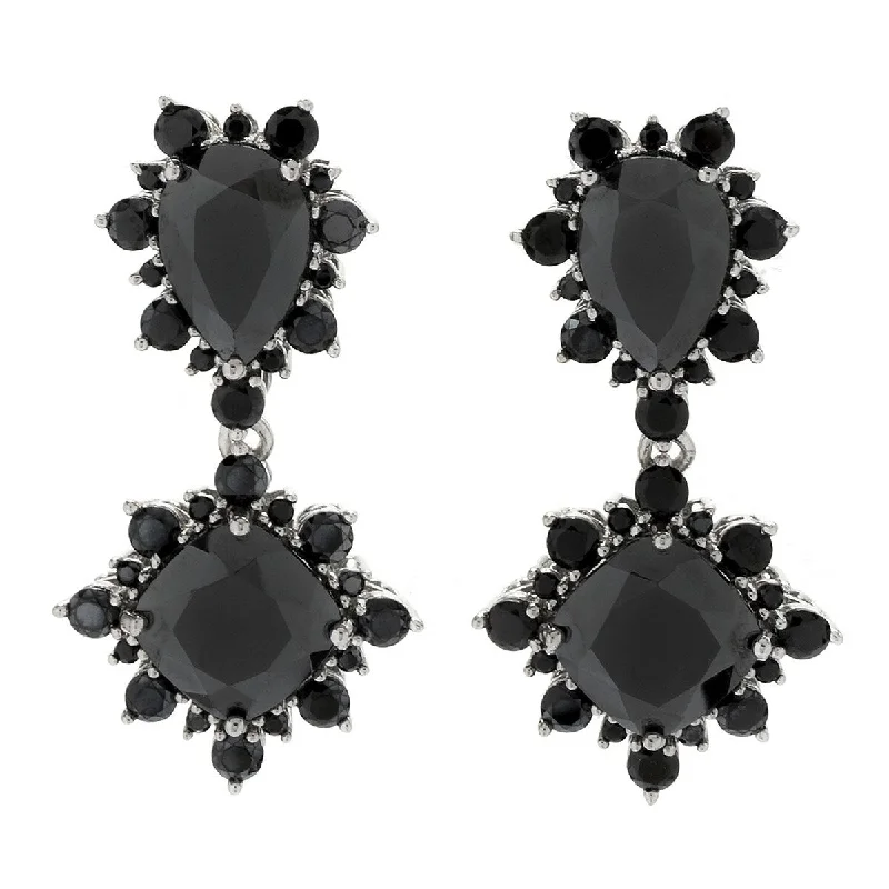 Dallas Prince Sterling Silver 1.5" Hematite & Black Spinel Drop Earrings. Collection: Dallas by Night