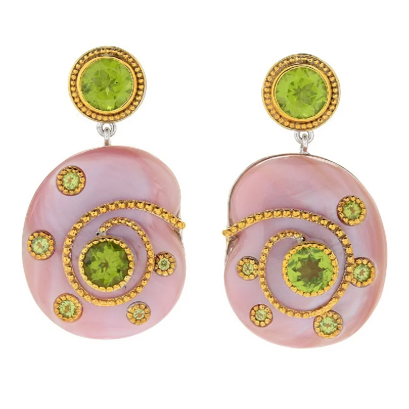 Dallas Prince Sterling Silver 1.75" Gemstone & Mother-of-Pearl Drop Earrings. Collection: Classic Dallas