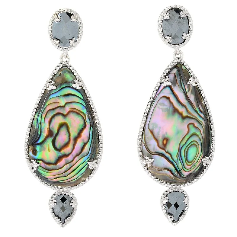 Dallas Prince Sterling Silver 2" 28 x 16mm Gemstone & Hematite Drop Earrings. Collection: Classic Dallas