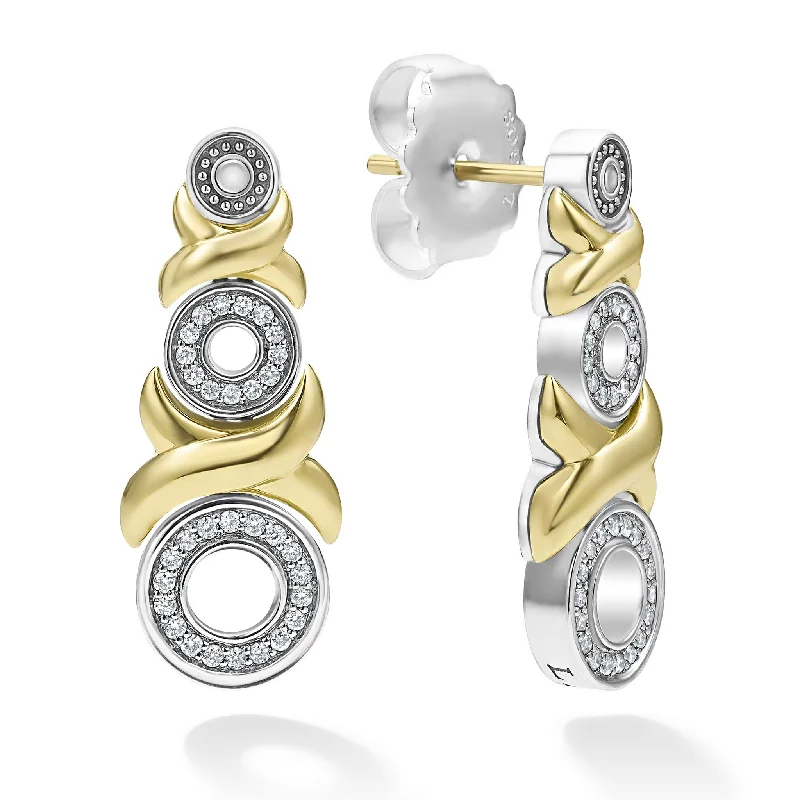 Embrace 18K Gold XO Diamond Drop Earrings