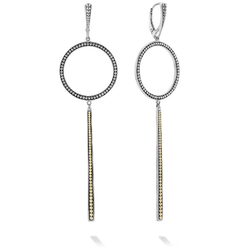 Enso Two-Tone Circle Linear Drop Earrings