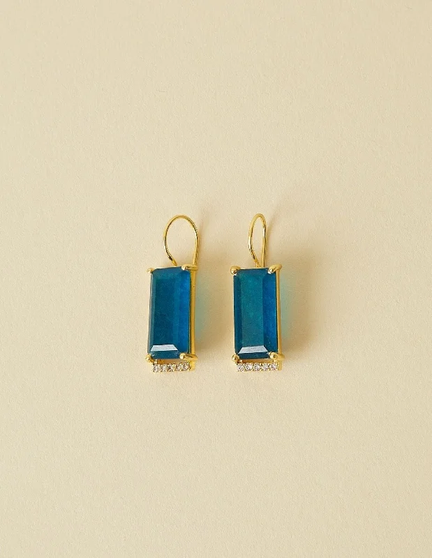 Poise Drop Earrings - Blue Black Jade