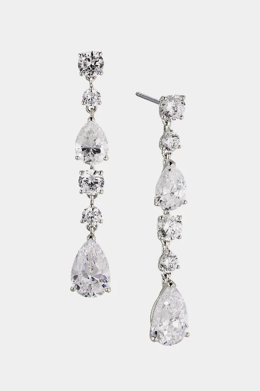 HALLE CZ LONG LINEAR DROP EARRINGS