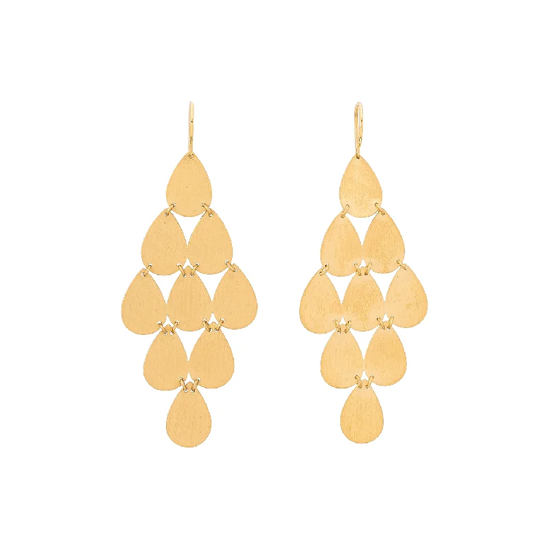 Irene Neuwirth Flat Gold Nine Drop Earrings