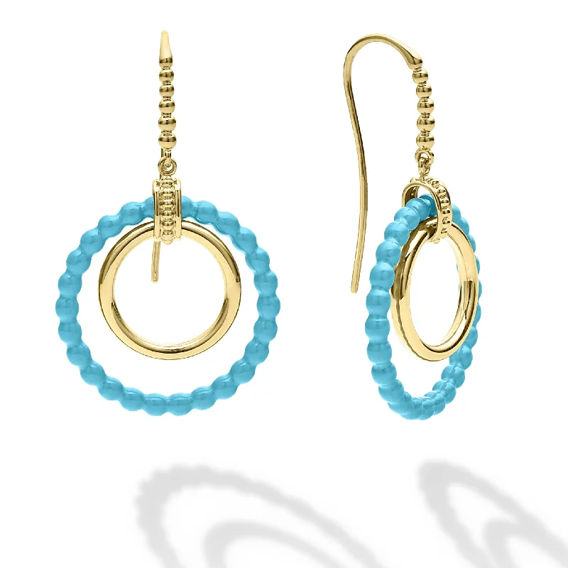 Meridian 18K Gold and Blue Ceramic Circle Drop Earrings