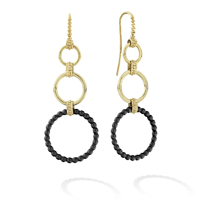 Meridian 18K Gold and Ceramic Circle Drop Earrings