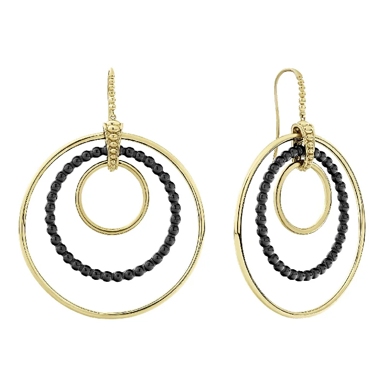 Meridian Statement 18K Gold and Ceramic Circle Drop Earrings