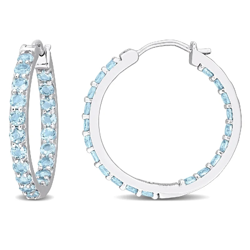 Miadora 3 1/5ct TGW Sky Blue Topaz Inside-Outside Hoop Earrings Sterling Silver