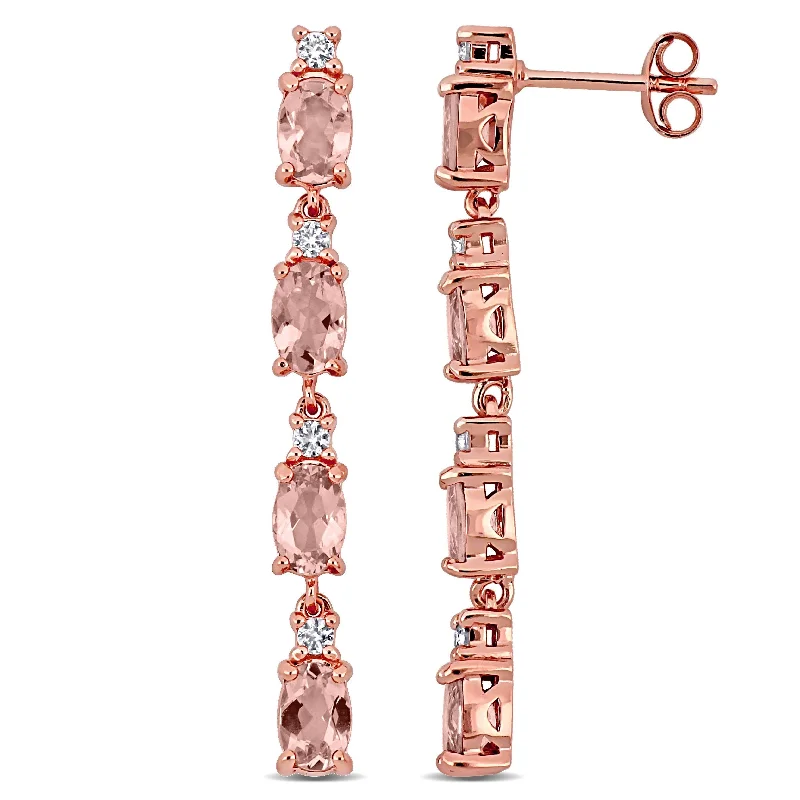 Miadora Rose Sterling Silver 4-2/5ct TGW Morganite and White Topaz Drop Earrings