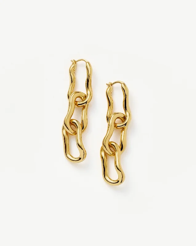 Molten Ovate Triple Drop Earrings | 18k Recycled Gold Plating on Brass