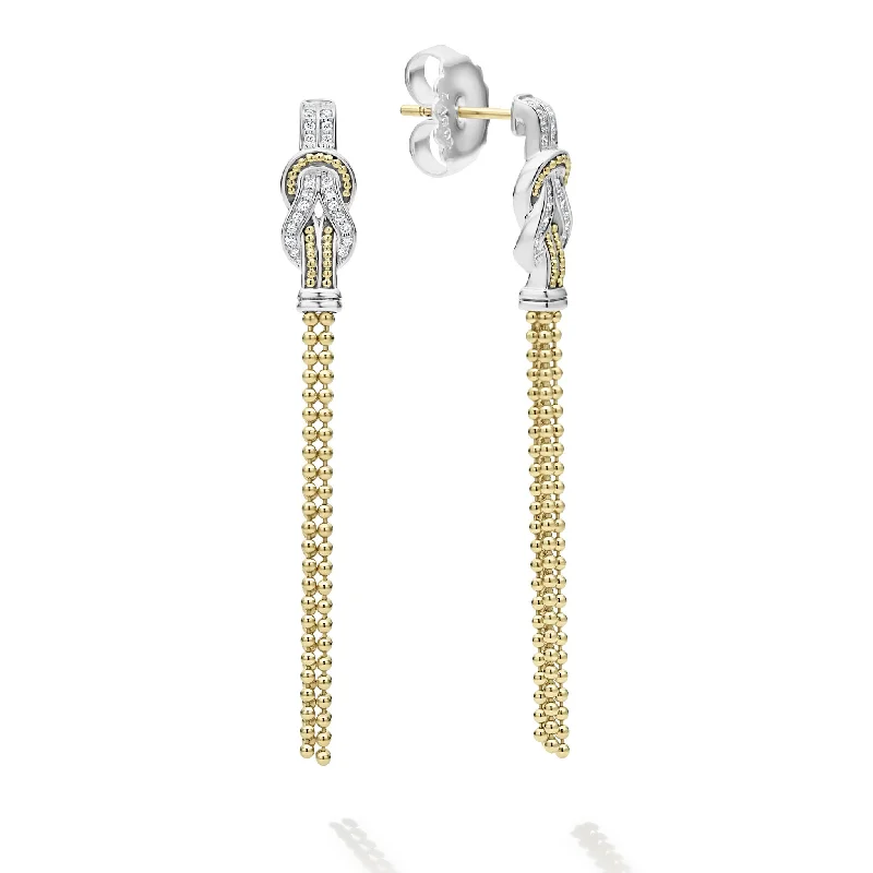 Newport Two-Tone Knot Diamond Tassel Earring