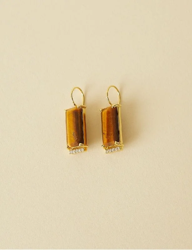 Poise Drop Earrings - Tiger Eye