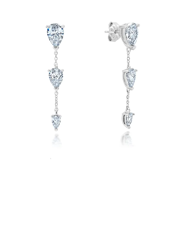 Opulent Drop Earrings With Three Pear Cut Stones Sale