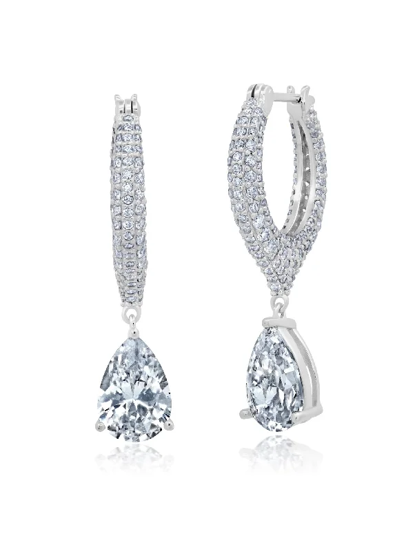 Pear And Pave Drop Earrings