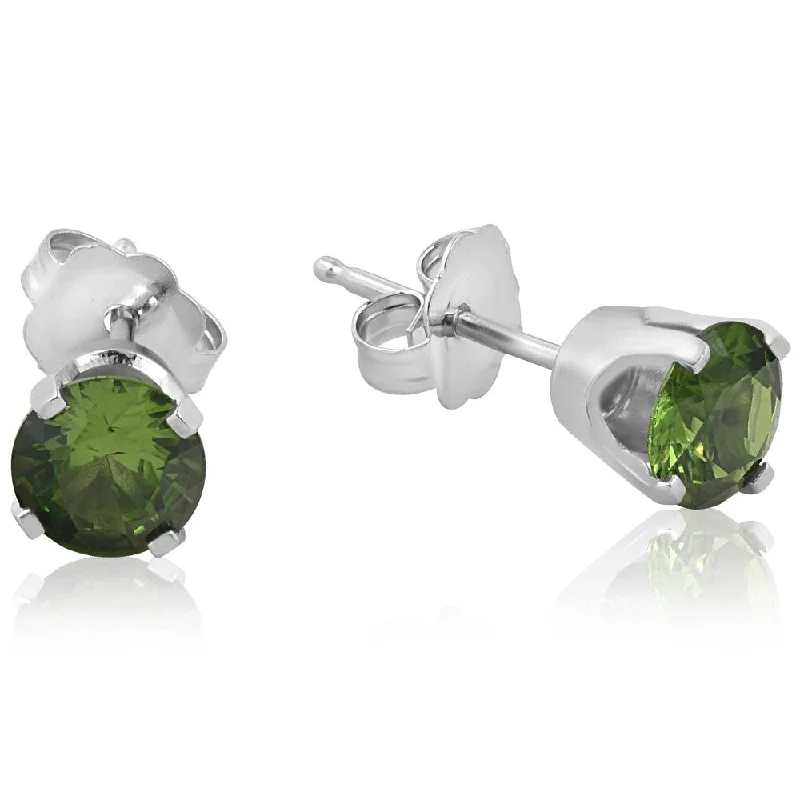 Peridot Studs 14K White Gold 4mm 1/2ct TDW