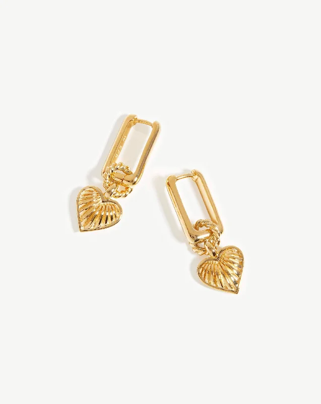 Ridge Heart Charm Earrings | 18k Gold Vermeil