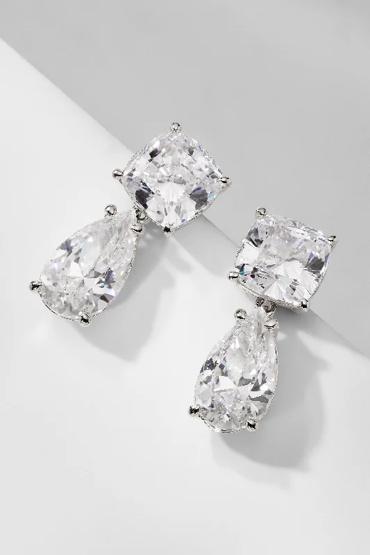 ROCKSTARS CZ PEAR DROP EARRINGS