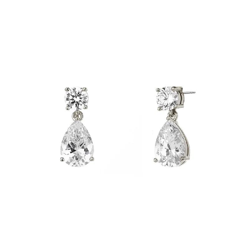 ROUND & PEAR CZ DROP EARRINGS