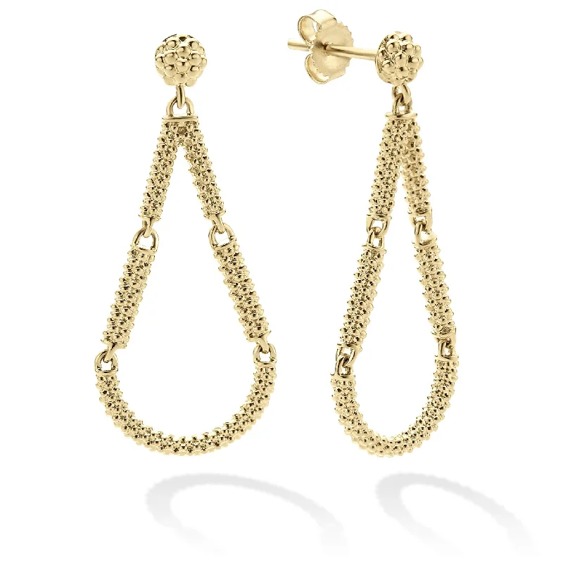 Signature Caviar Petite 18K Gold Superfine Caviar Tear Drop Earrings