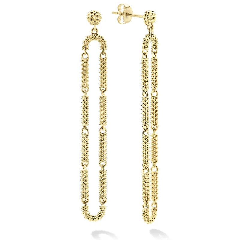 Signature Caviar Long 18K Gold Superfine Caviar Drop Earrings