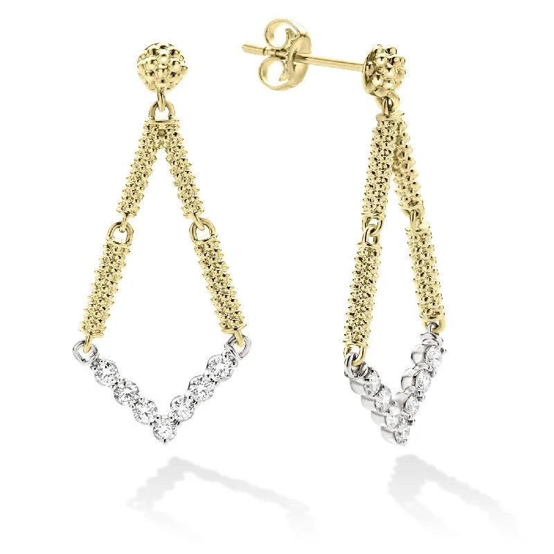 Signature Caviar Petite Superfine Diamond Drop Earrings