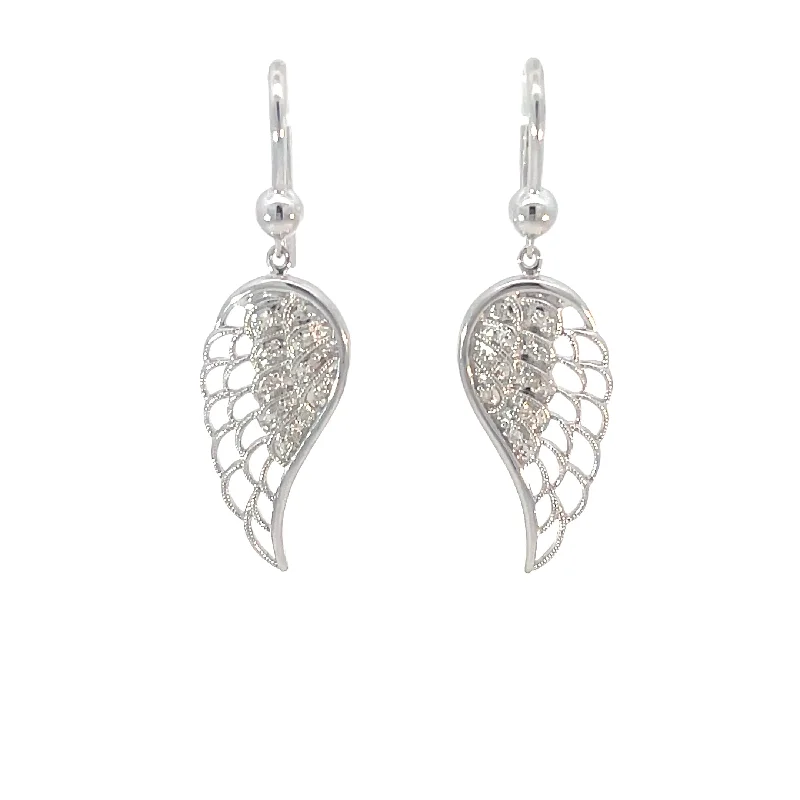 Silver Angel Wing Drop Earrings