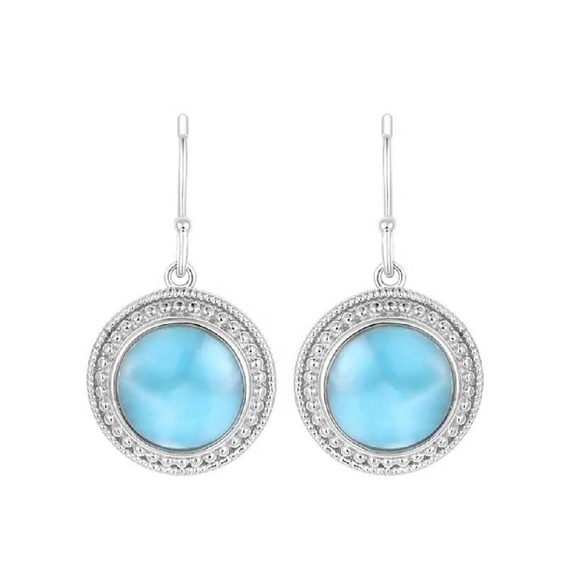 Sky Blue Larimar & Sterling Silver Circle Drop Earrings