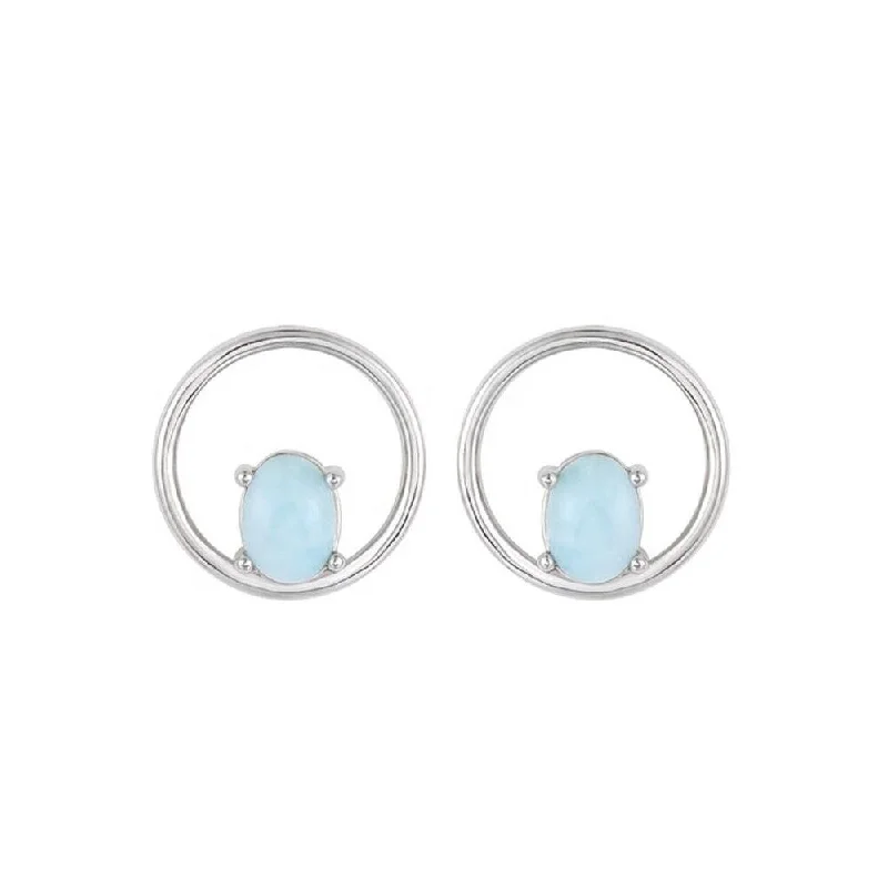 Sky Blue Larimar & Sterling Silver Cutout Stud Earrings