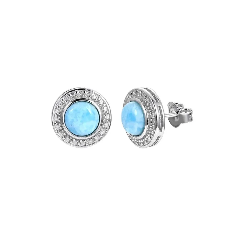 Sky Blue Larimar & Sterling Silver Stud Earrings