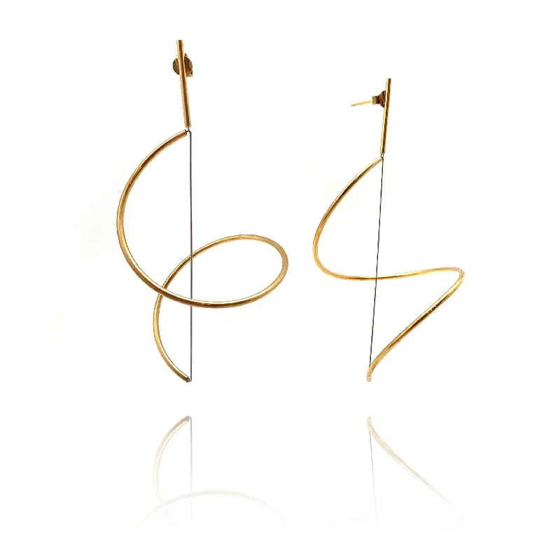 Spiral Drop Earrings Large - Gold