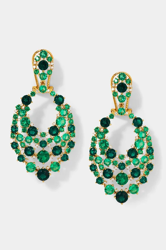 STARLET GREEN CZ MOSAIC DROP EARRINGS