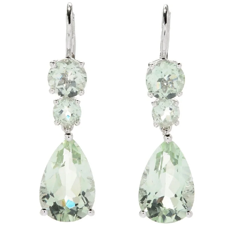 Sterling Silver 1.5" Prasiolite Drop Earrings