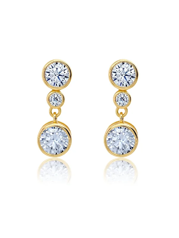 Three Round Graduated Bezel Set Drop Earrings Sale