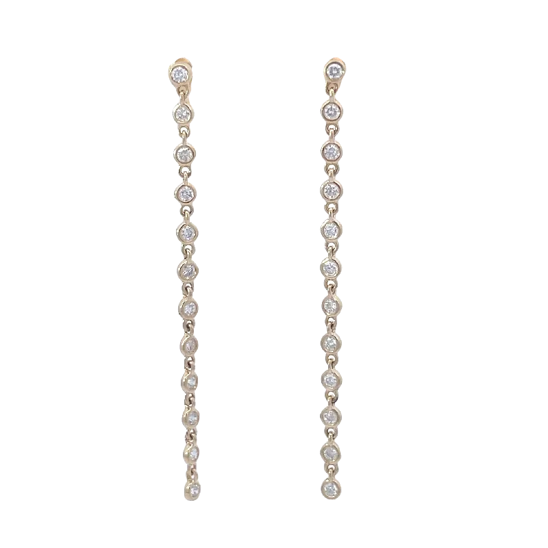 Yellow Gold Diamond Bezel Drop Earrings