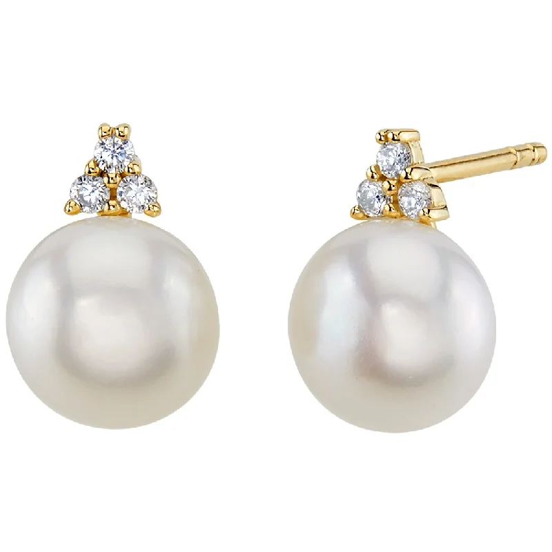 14k Yellow Gold Freshwater Pearl Heirloom Solitaire Stud Earrings