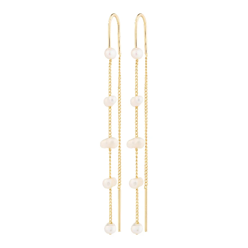 ZENAIA pearl chain earrings gold-plated