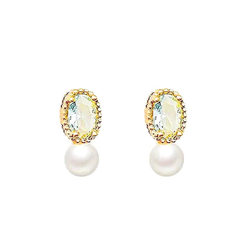 925 Silver Topaz Pearl Earrings